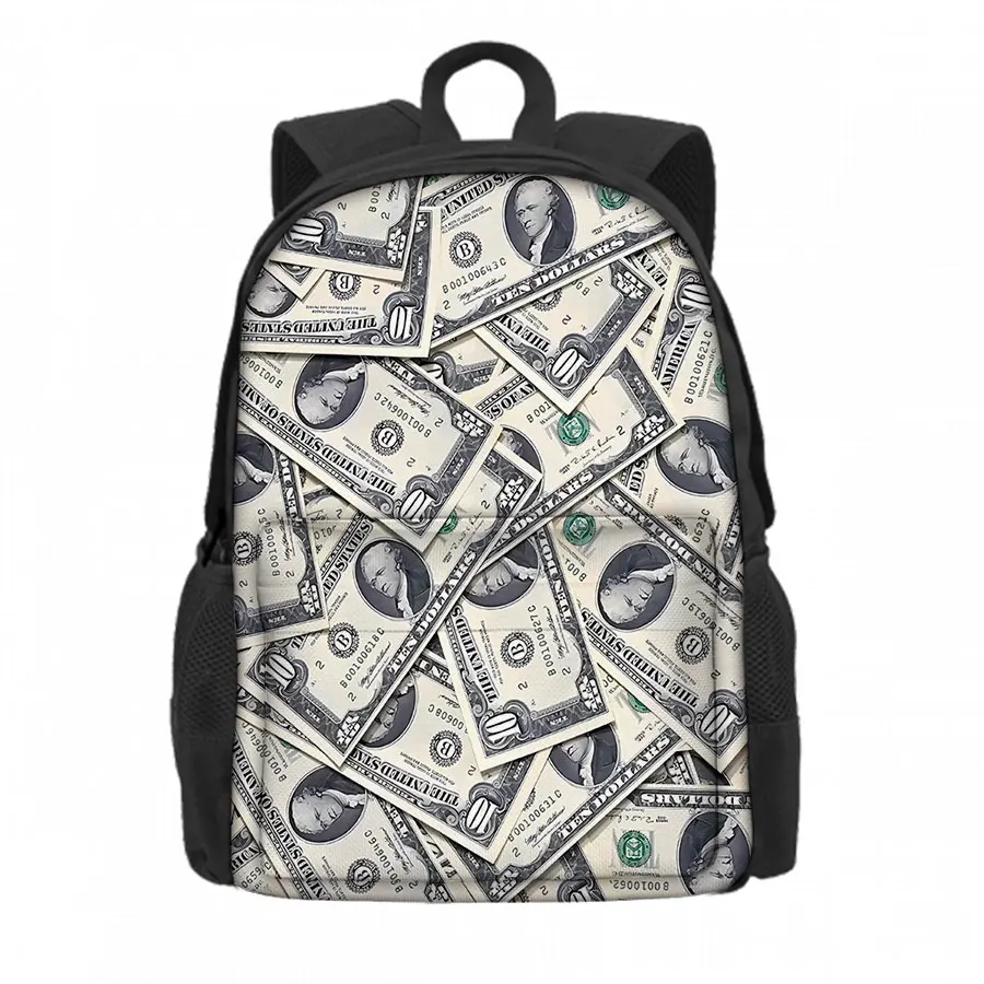 Banknote Pattern Front Bag Backpacks for Boy and Girls Best Gifts 3D Cartoon School Bag for Children