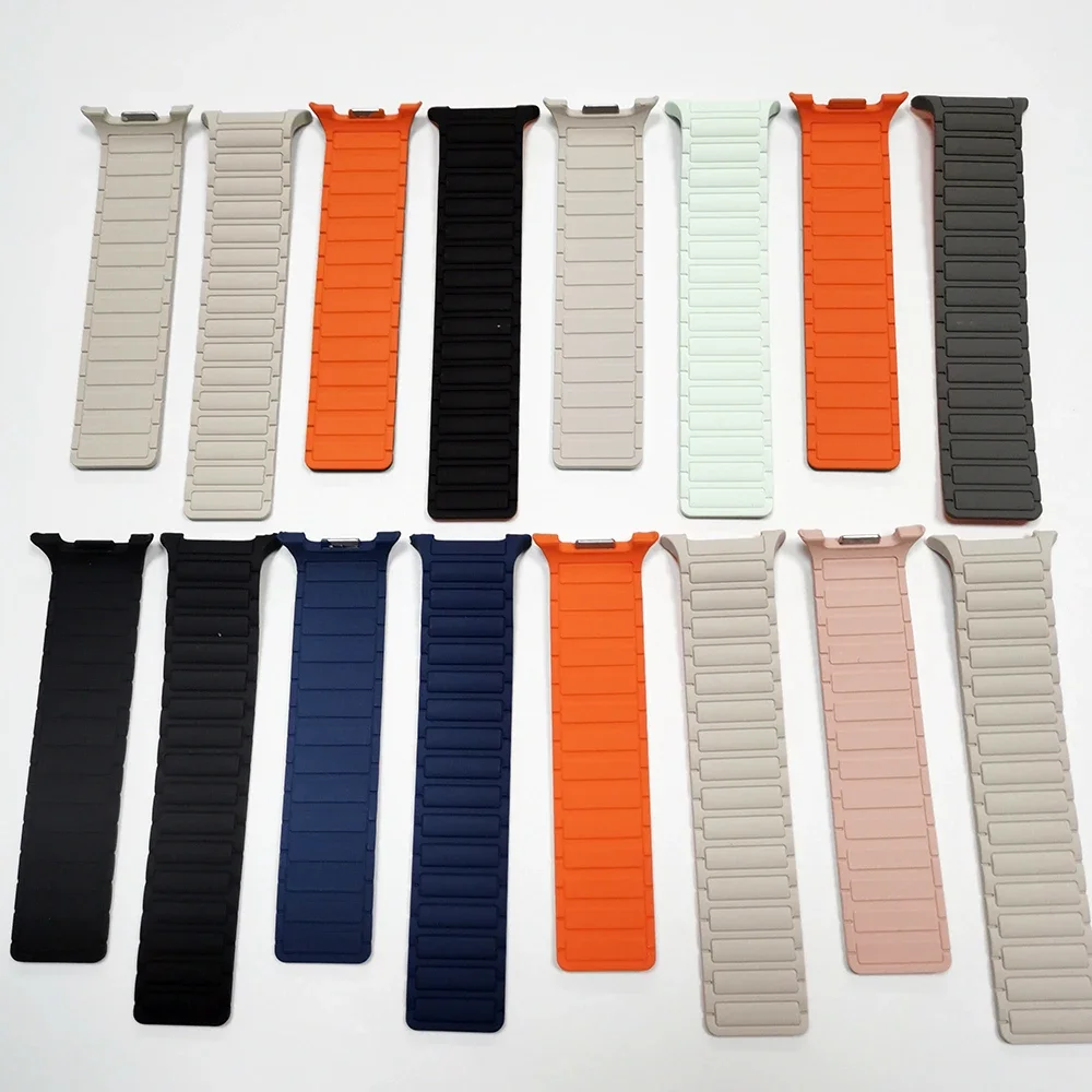 Sem lacunas pulseira magnética para samsung galaxy watch 8 clássico/8 44/40mm 46mm pulseira de silicone para galaxy watch8 correa accessorie