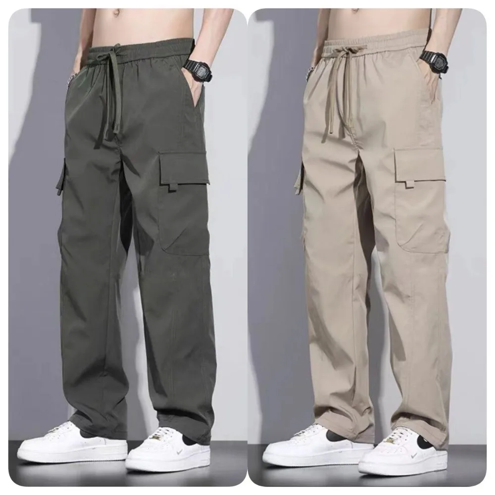 Invisible Open Crotch Outdoor Sex Camping Plus Size Men's Trekking Pants Summer Loose Straight Exoticism Wide Leg Casual Trend