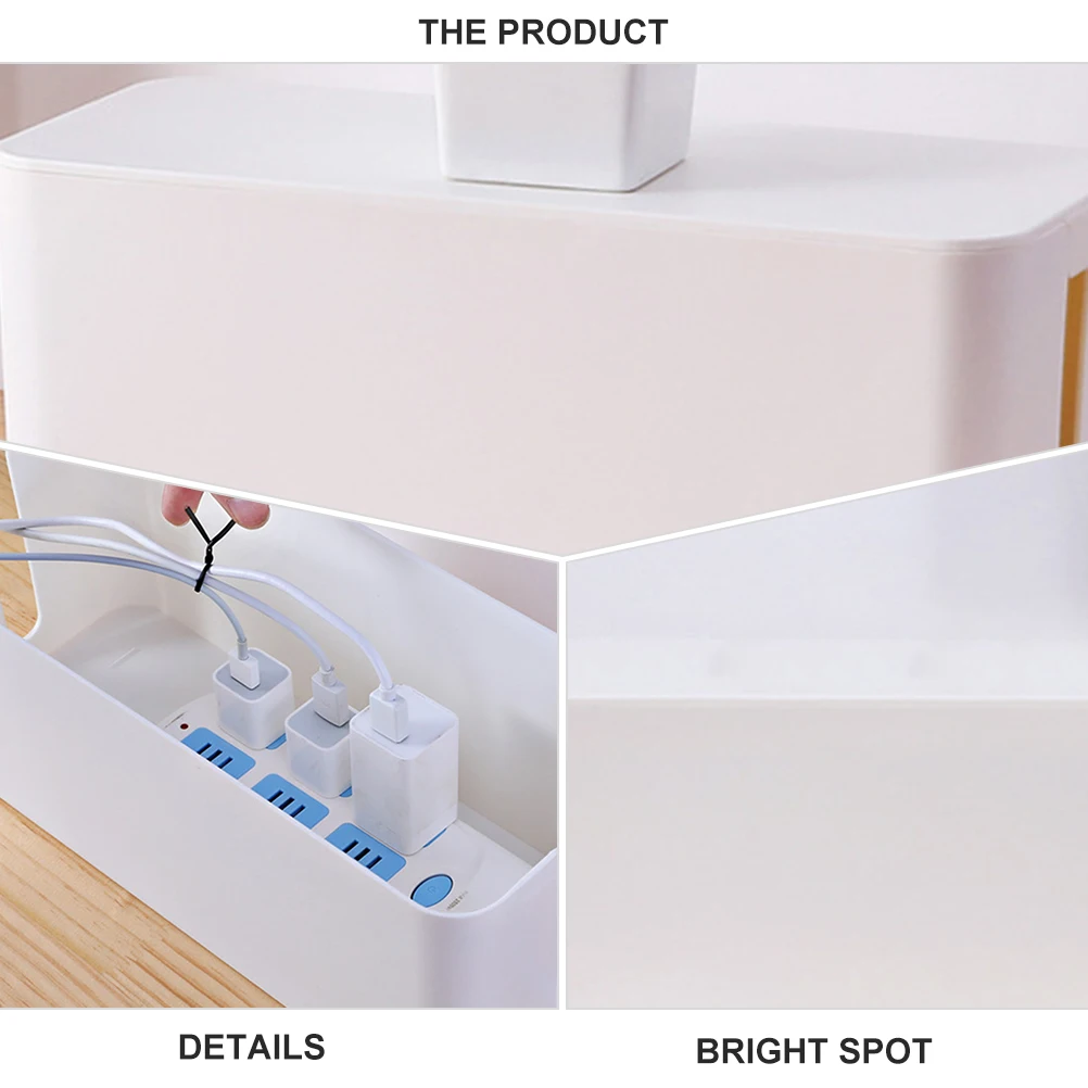 

2 Pcs Power Supply Wire Storage Box Set Cable Organizer Manager Charging Container White Anti-electric Socket Case