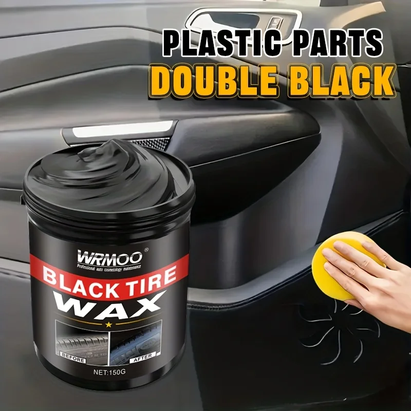 Tyre Black Car Tire Wax - Automotive Wheel Care Blackening Brightener, Anti-Aging Crack Prevention, Plastic Restoration