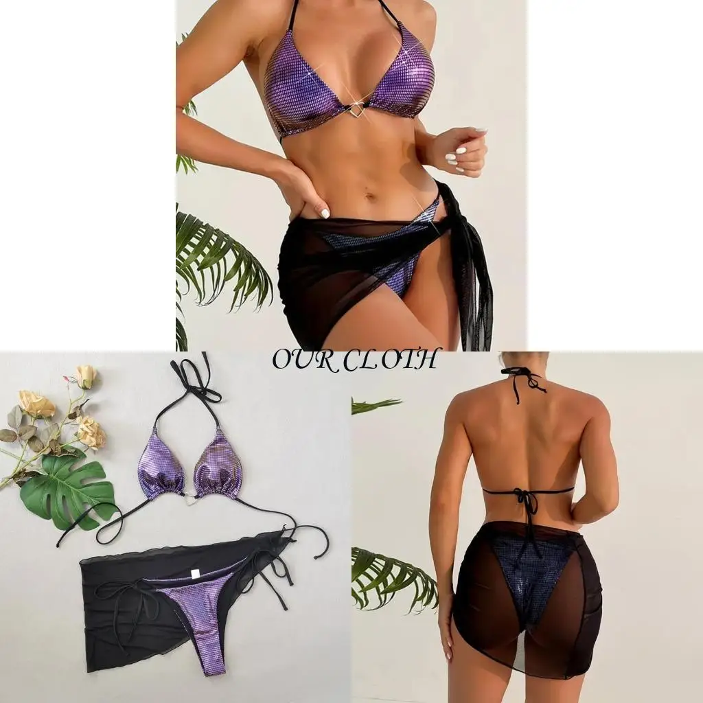 Pack of 3pcs Split Swimwear Set Quick Dry Adjustable Swimsuit for Women Y1AC