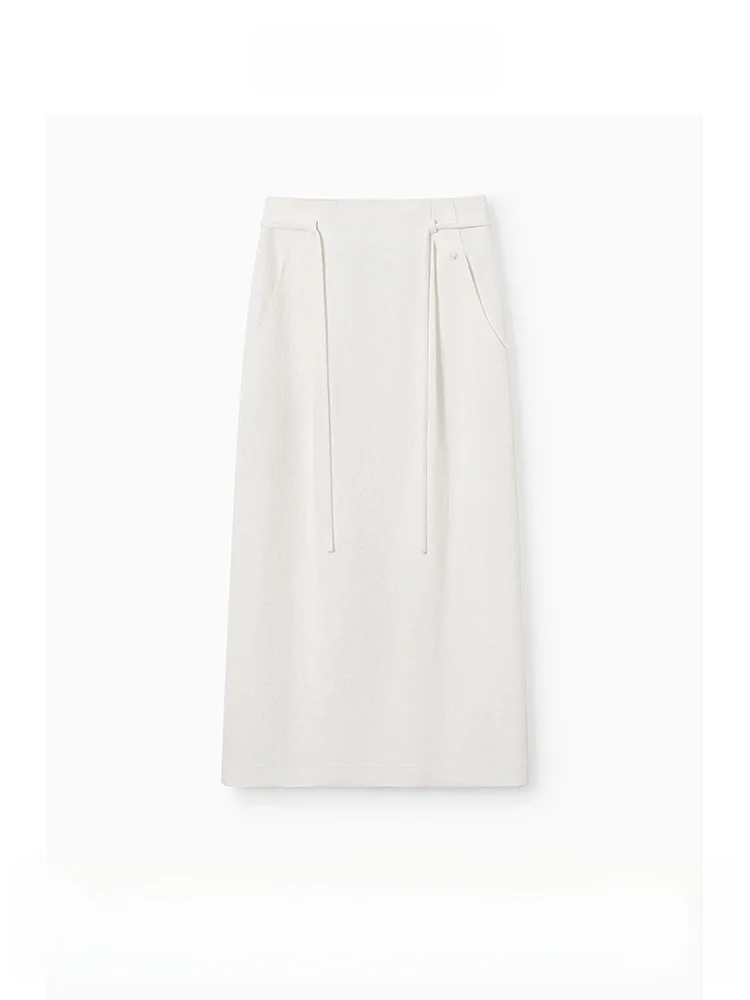 

CVANEA Linen Straight Skirt High Waist Commute Friendly Women's Mid-Thigh Length Classic A-Line Silhouette Ci Wear