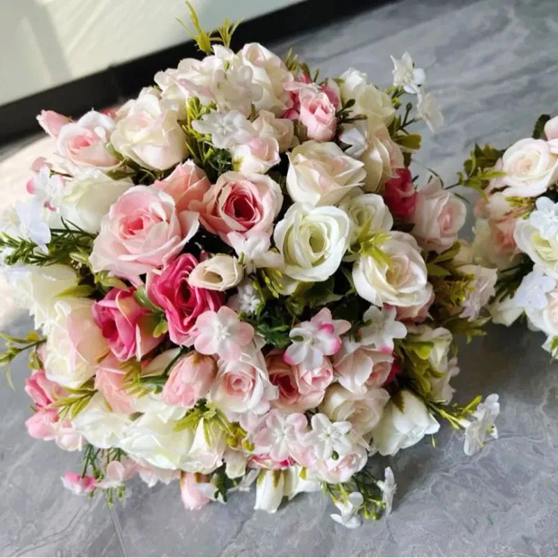 Bouquet da sposa accessori da sposa damigelle d'onore rose di seta rosa bianca fiori artificiali mazzi da sposa matrimonio decorazioni per matrimoni