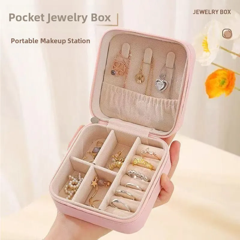 

Portable Jewelry Box Anti-Oxidation Necklace Ring Earring Small Precise Box Warm Patch Wood Forest Positive Rich