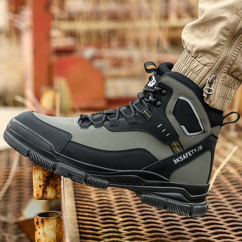 Safety Shoes Men Lightweight Sneaker Steel Toe Cap Shoes Anti-smash Work Shoes Puncture-Proof Work Safety Shoes Protective Boots