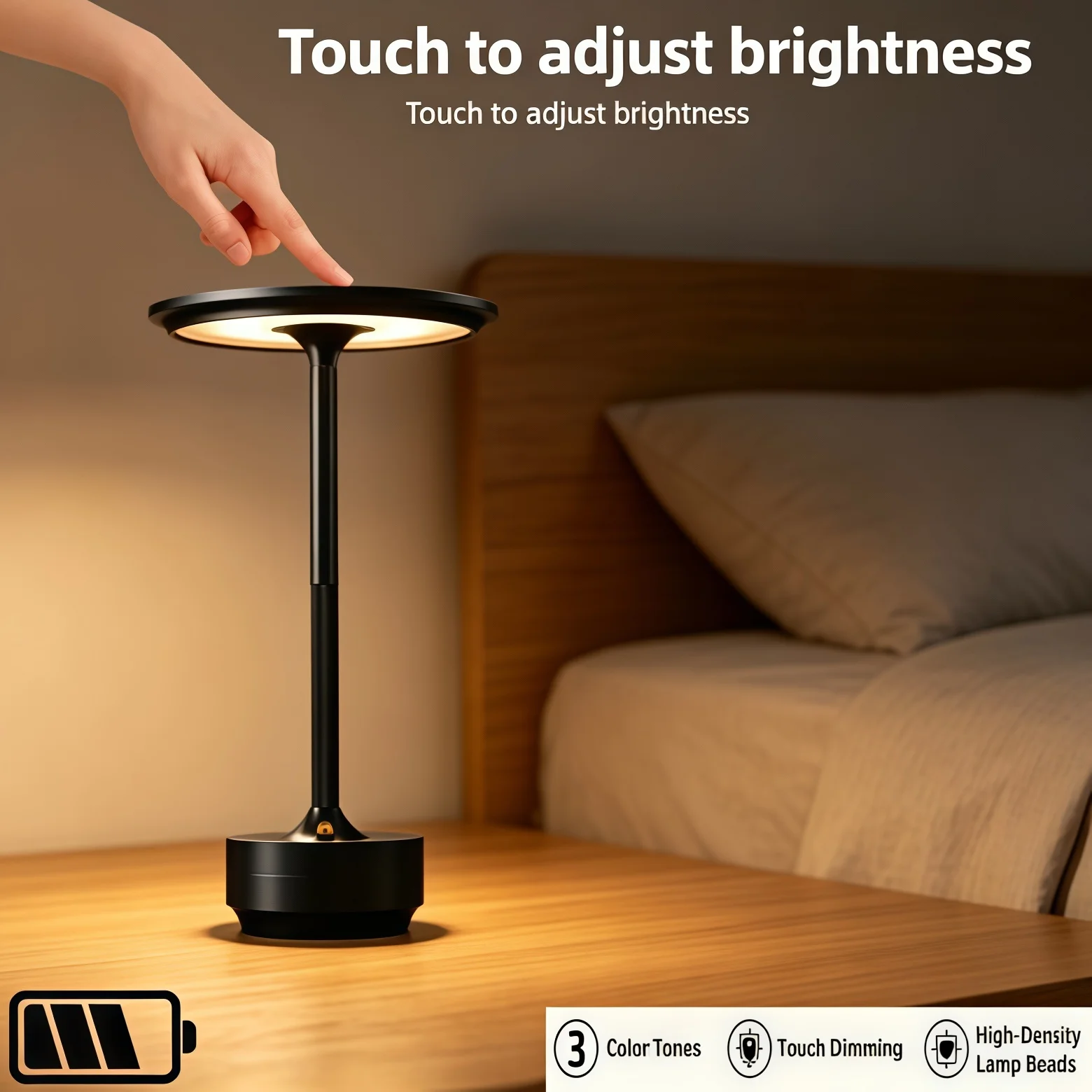 

Touch switch I-shaped LED desk lamp, retro style desktop decorative lamp with stepless dimming, suitable for dining room bedroom