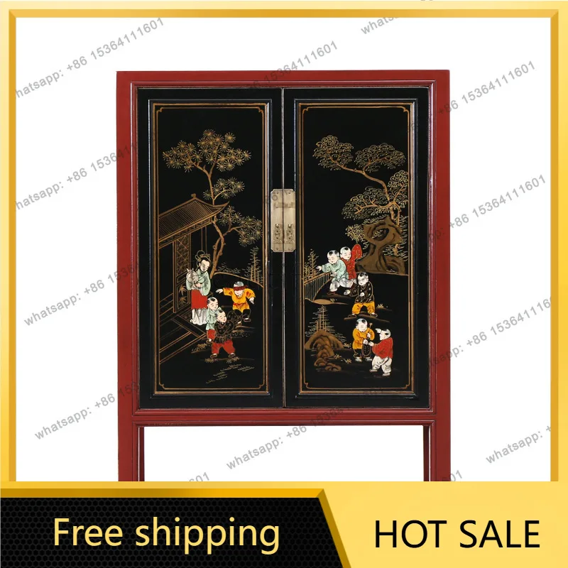 XX. Modern new Chinese style antique solid wood simple hand-painted foyer entrance cabinet