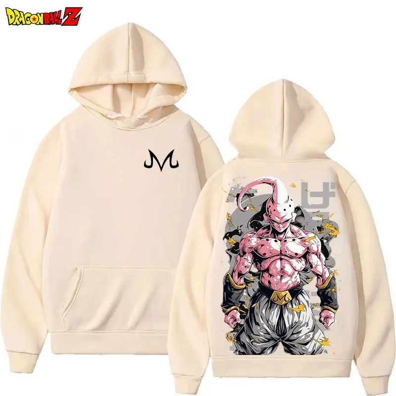 日本アニメドラゴンボールパーカー魔人ブウ柄プリントメンズスポーツウェア秋ルーズ長袖ストリートY2Kトップス