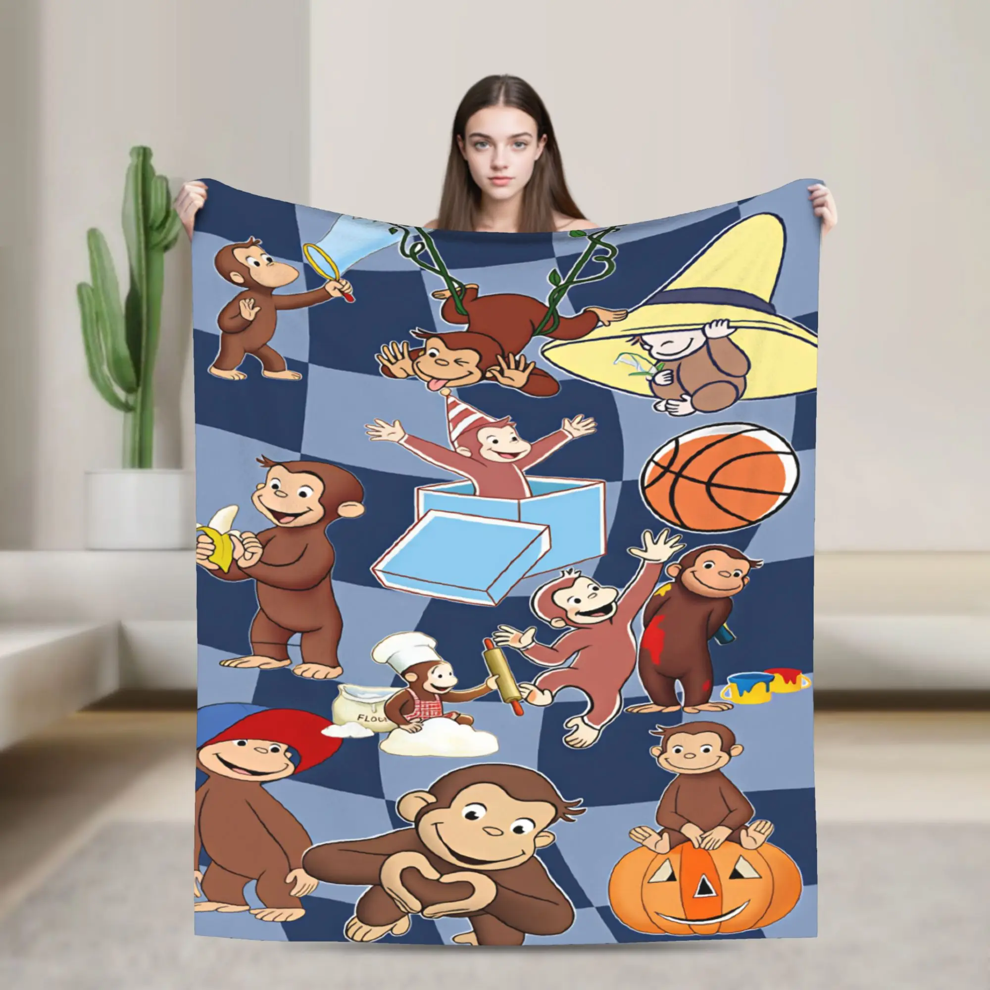 Curious George Fun Moments Blanket Soft Comfortable Plush Throw Blanket For Home Decor Decorative Flannel Bedspread Bed Cover
