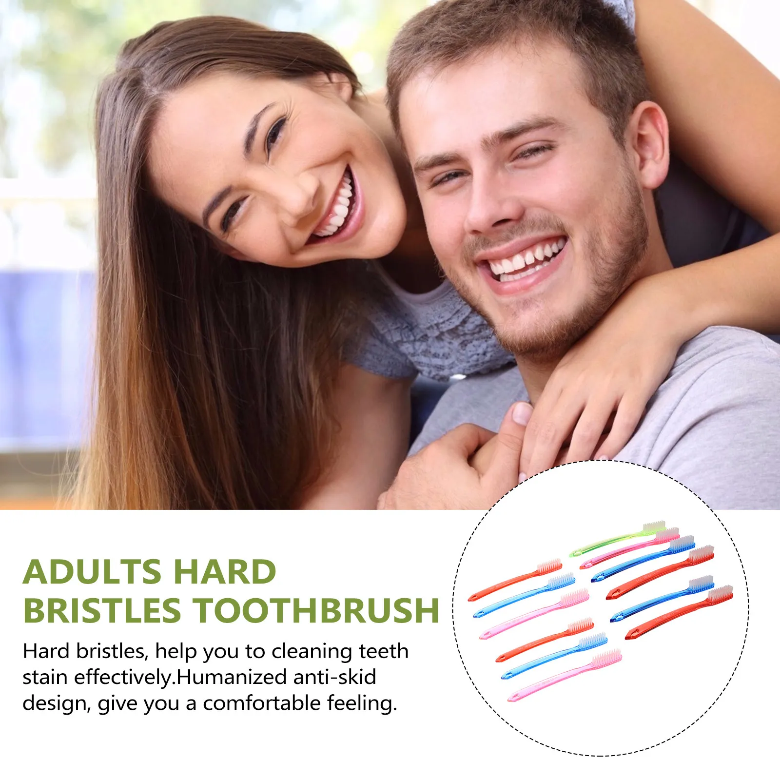 

12Pcs Ultra Hard Bristle Toothbrush for Adults Premium Safe Hygienic Design Anti Slip Grip Whitening Healthy Teeth Cleaning Tool