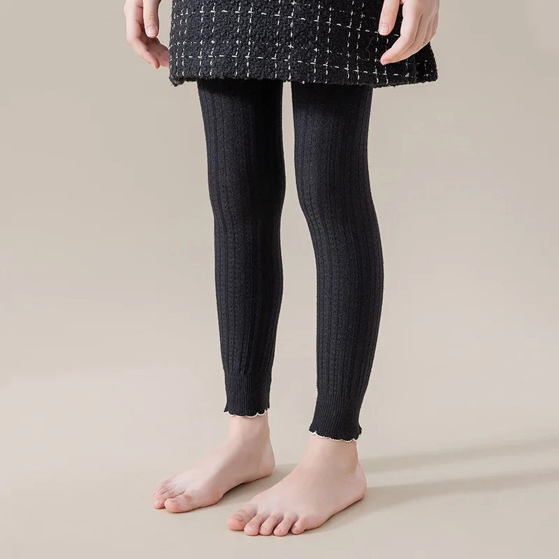 Kids Girls Leggings Spring Autumn Knitting Ribbed Children's Pantyhose For Girls Fashion 0-12Years Student Sport Baby Tight 2025