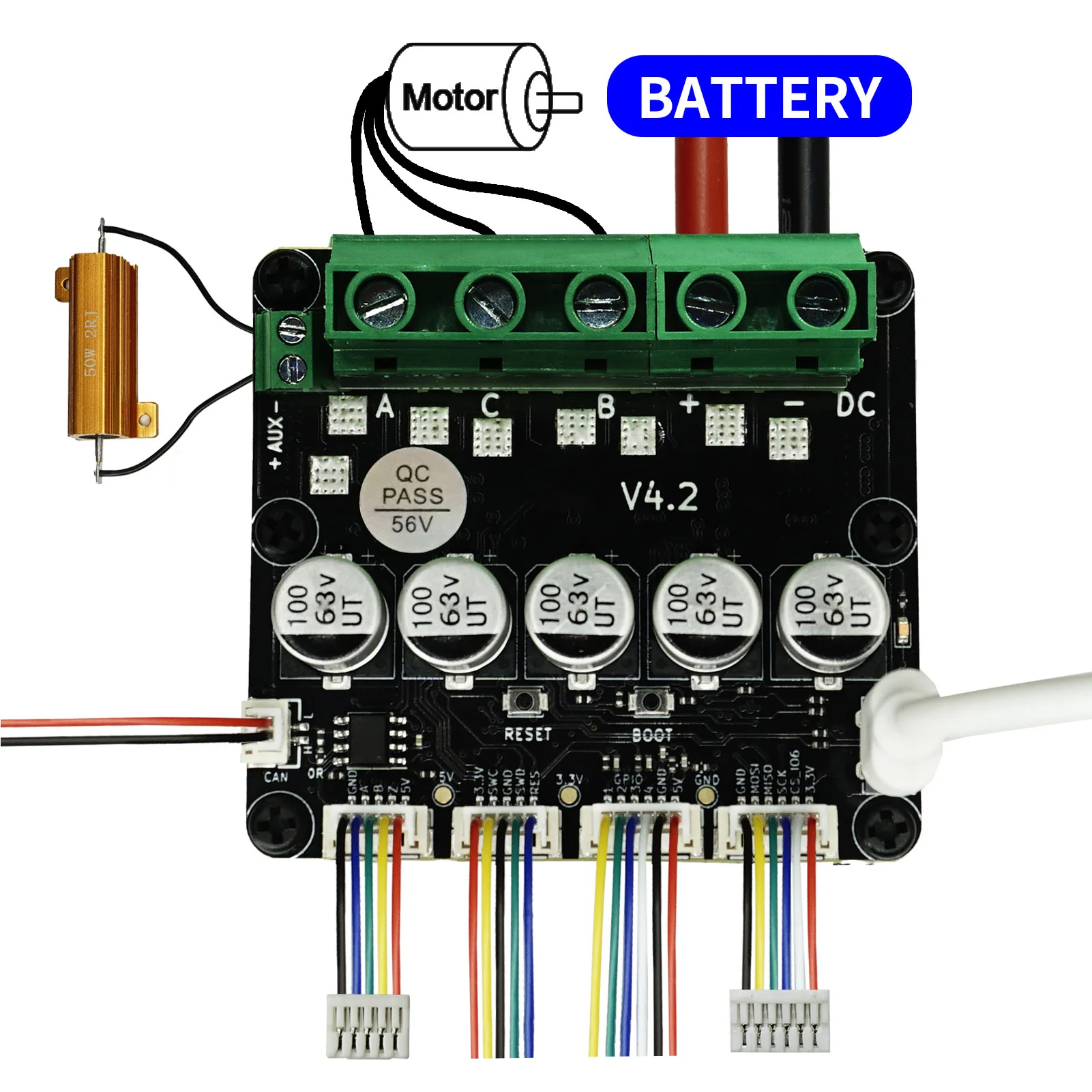 Controlador de servo motor sem escova 8-56v placa de driver de servo motor sem escova microprocessador stm32f405rgt6 para controle de junta de robô