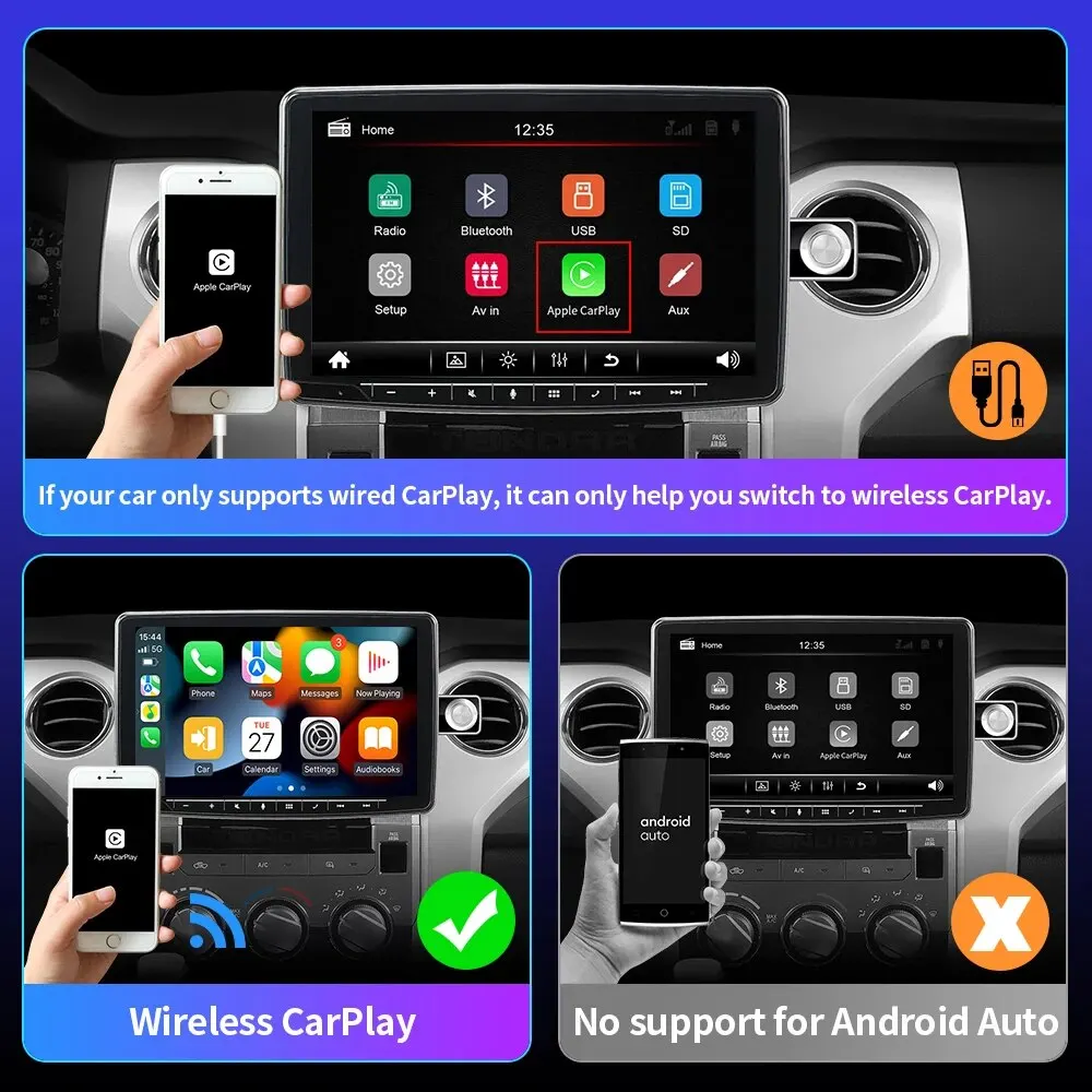 EKIY-Mini Carplay inalámbrico para Toyota, Mazda, Nissan, Camry, Suzuki, Subaru, Citroen, Audi, Mercedes, Kia, Ford, Opel IOS15, Spotify, BT, nuevo