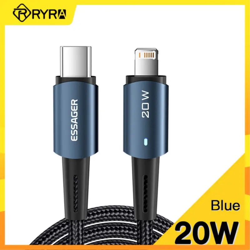 RYRA-USB Tipo C Cabo De Carregamento Rápido, Iluminação, Data, Cabo De Fio Para Iphone 14, 13, 12, 11 Pro Max, XS, PD, 20W, 0.5 m, 1 m, 2 m, 3m