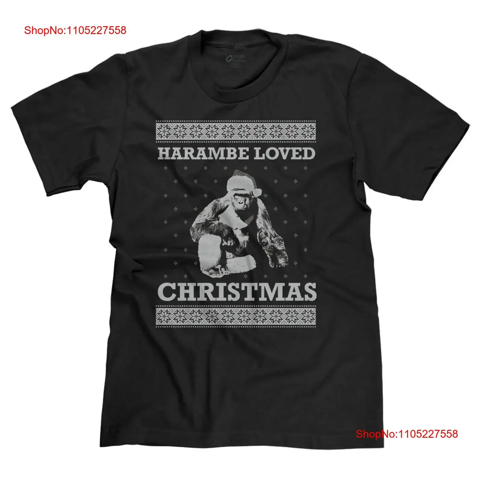 Harambe Loved Christmas RIP Cincinnati Zoo Tribute Gorilla Ugly Sweater T shirt vintage Washed Stylish graphic Versatile Casual