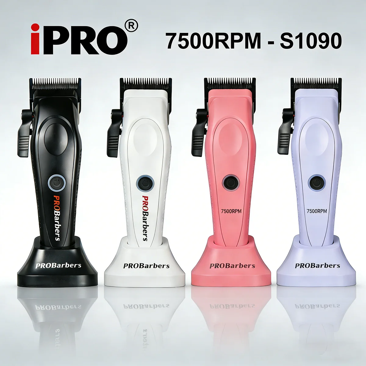 Профессиональная машинка для стрижки волос IPRO S1090, 7500 об/мин, 4 цвета, триммер для волос, инструмент для салона, для мужчин