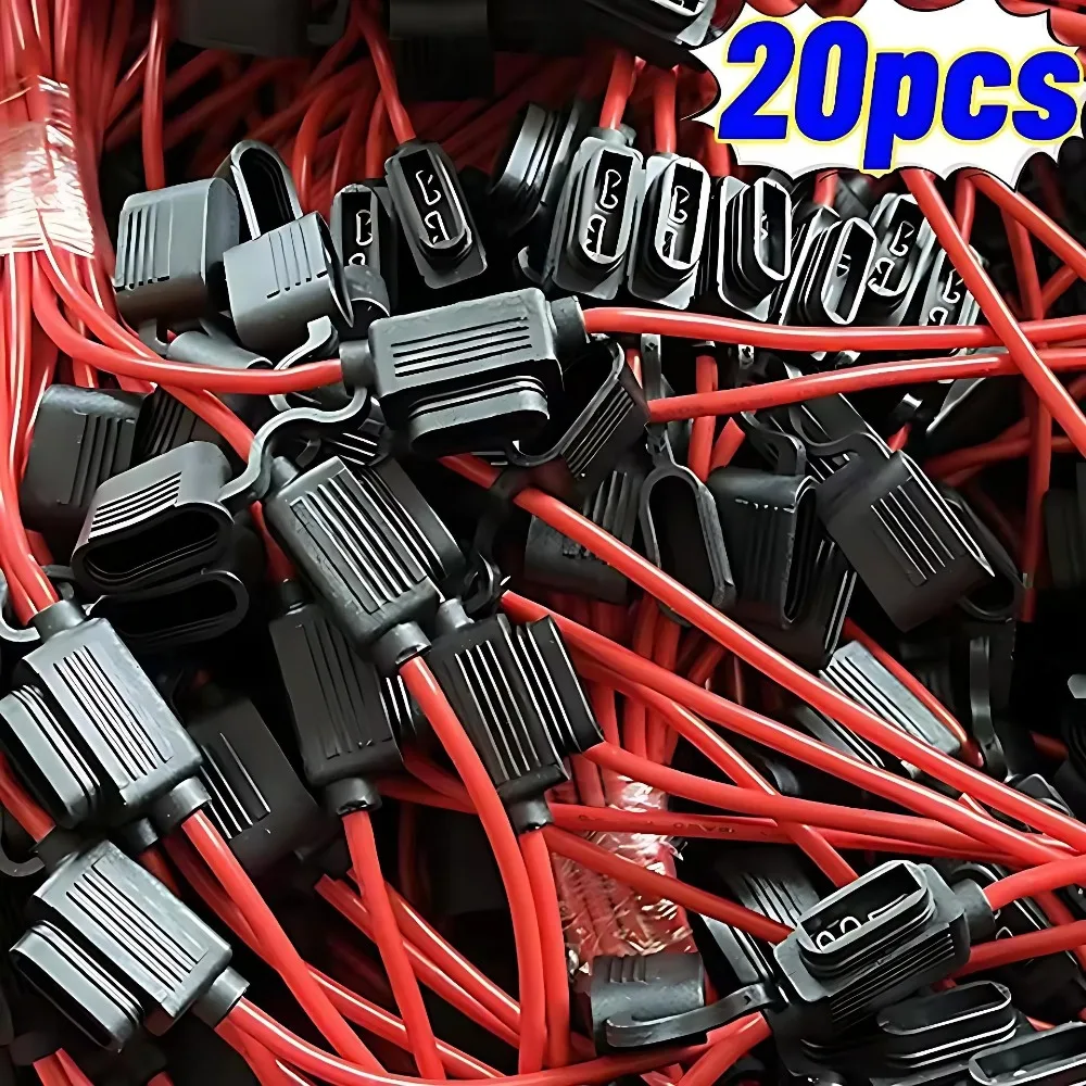 20/5pcs Mini Blade Car Fuse Holder Waterproof Fuse Socket in Line Cutoff Switch Adapter Splash-proof Box Fuse Holder 12V 30A