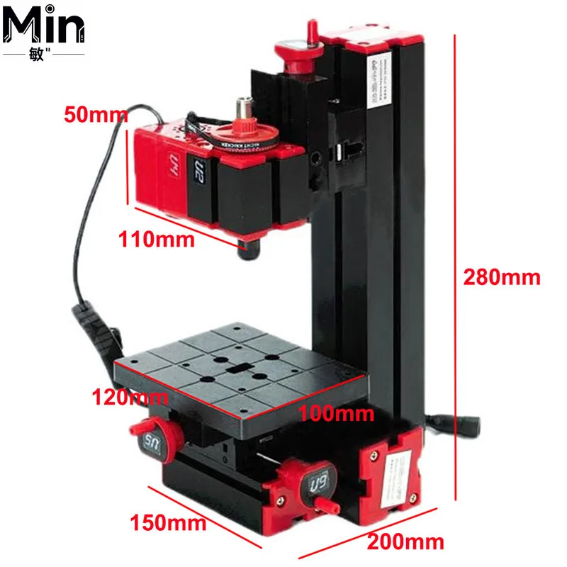 6 in 1 Multi-function Motorized Horizontal Mini Wood Lathe Combined DIY Tool with Jigsaw Grinder Driller Milling Machine