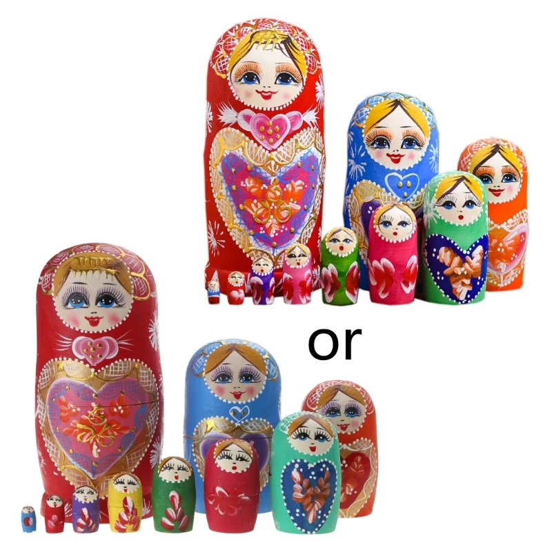 Realistic Russian Nesting for Doll Kids Art Teaching Toy Color Painted Puppet fo