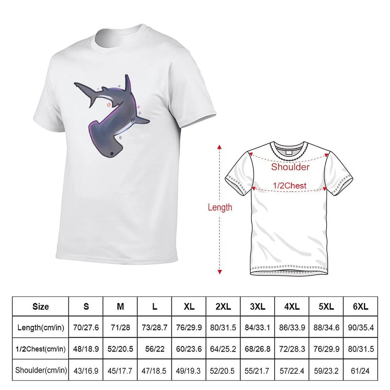Hammerhead shark illustration T-Shirt man t shirts high quality luxury brand printed t shirts for man t shirt man luxury T-shirt