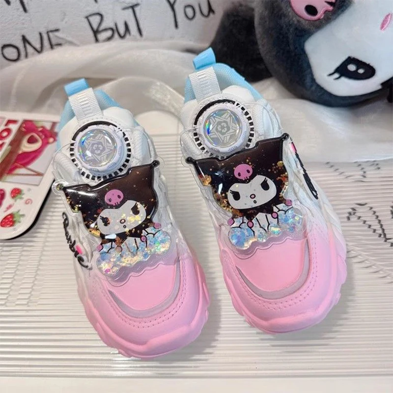 

Детские кроссовки Sanrios Kawaii Kuromi, кроссовки для бега для девочек, осень-зима, милые повседневные туфли с героями мультфильмов аниме, подарок для детей