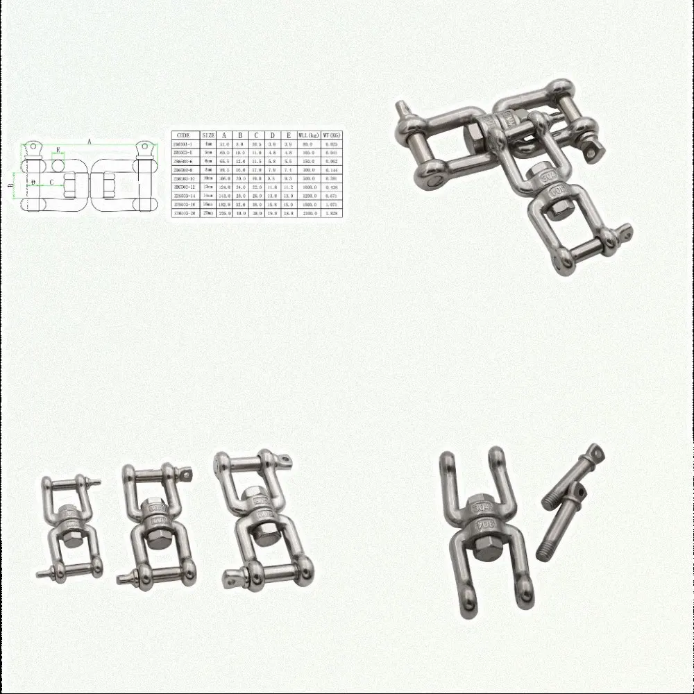 Stainless Steel Swivel Hook Link Chain Connector with Smooth Swivel Action for Marine Rigging Towing and Securing Applications
