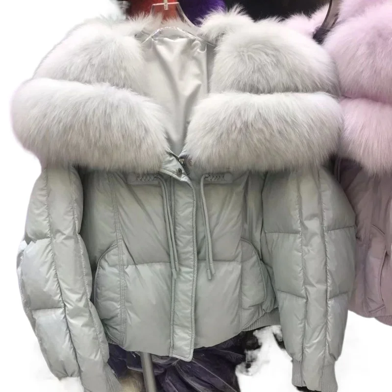 女性のチャイニーズノットファーカラー韓国版ショートライト高級ファー本物の防寒と暖かいジャケットコート新しいダウンジャケット