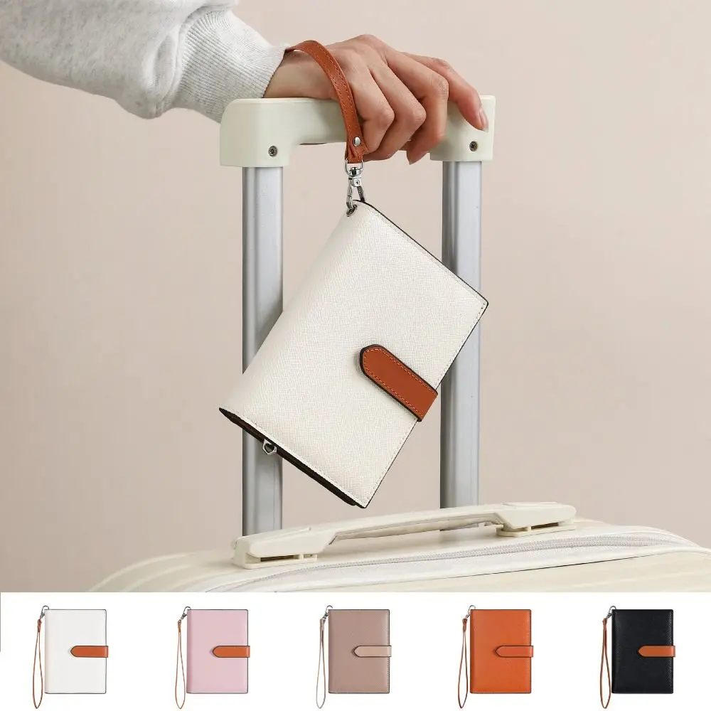 

Card Holder PU Passport Bag Wrist Strap Passport Cover Fold Purse Airplane Check-in Ticket Holder Storage Card Bag Women