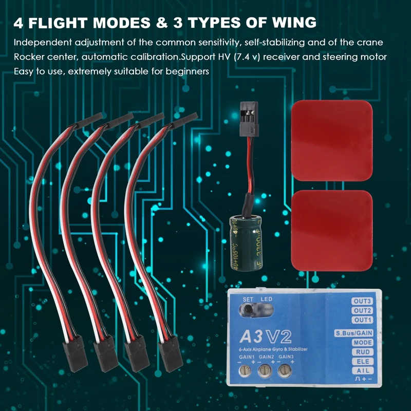 A3 V2 Flight Controller Stabilizer 4 Flight Modes For RC Airplane Airplane RC Metal Gift Accessory For RC Lovers