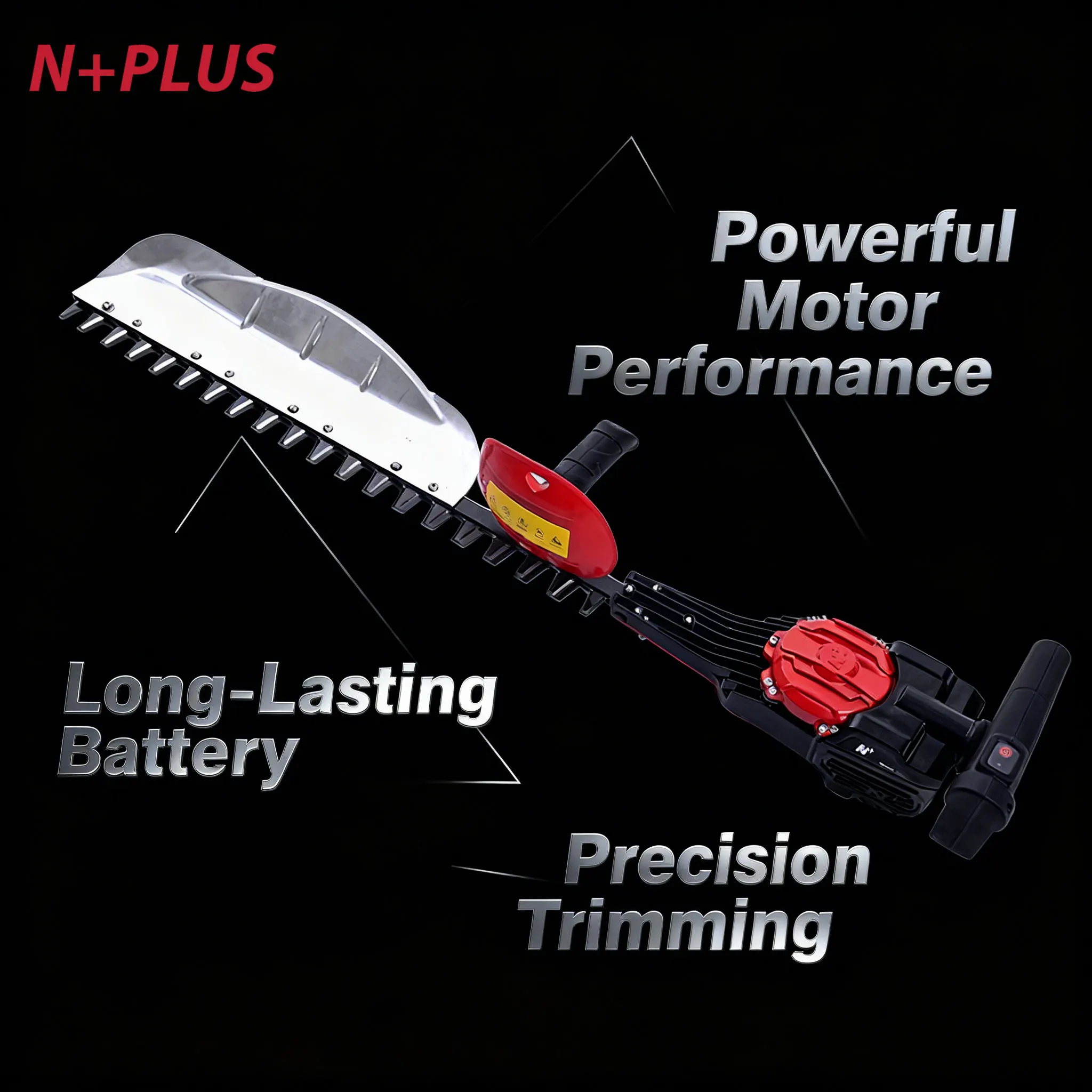 Nplus Innovative Brushless Durable and Energy Saving Battery Hedge Cutter Strong Power High Efficiency Hedge Trimmer Machine