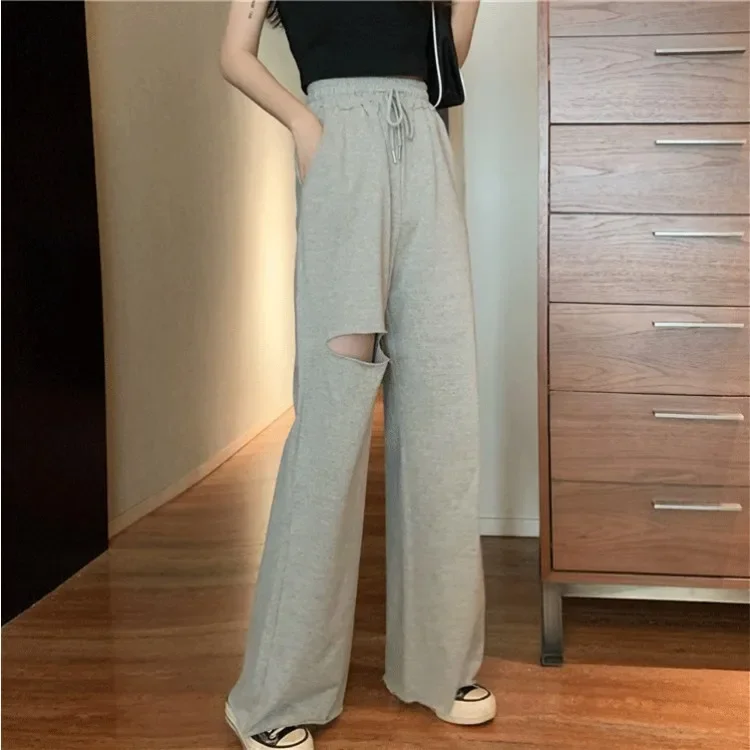 Korean Style Bell Bottoms Women's High Waist Casual Trousers Trendy Cool Student Fashion Cotton Draped Leggings