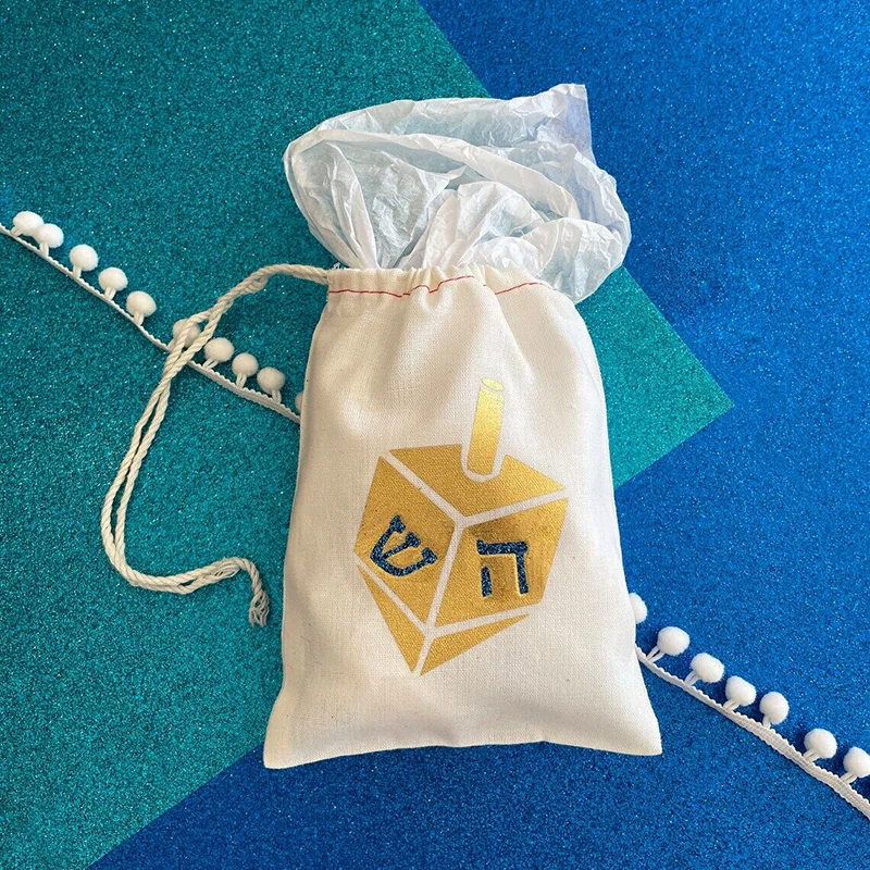 

5pcs Menorah dreidel Bags Happy Hanukkah Chanukah Jewish Holiday Festival of Lights home decoration kid children boy girl gift