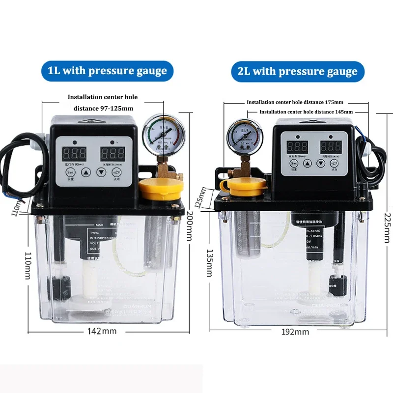 Imagem -04 - Bomba de Óleo Lubrificante Automática com Manômetro Bomba Eletromagnética da Lubrificação Cnc 1l 2l