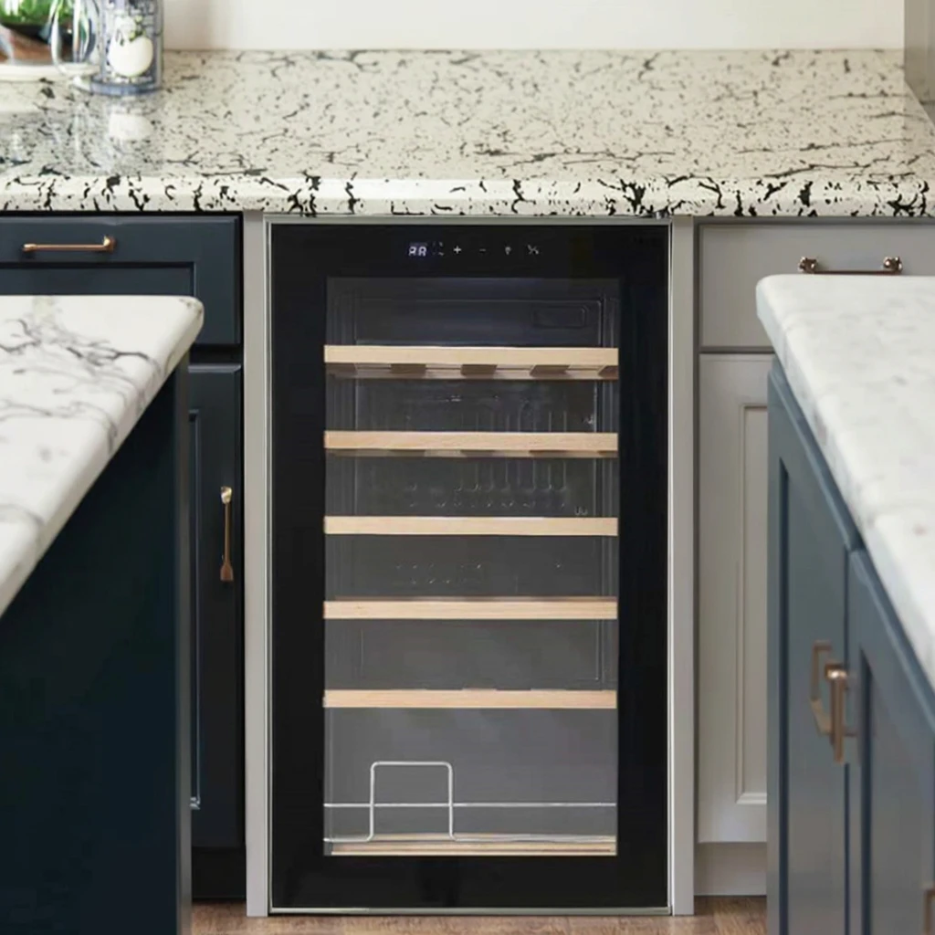 خزانة مشروبات قائمة بذاتها سعة 70 لترًا مع ثلاجة مبرد نبيذ من الفولاذ المقاوم للصدأ بسعة 24 زجاجة للاستخدام المنزلي والفنادق