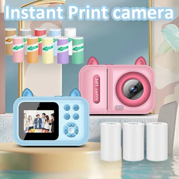 Instant Print Camera Digital Photo Printer with High Refractive Polymer Lens, USB Recharge
