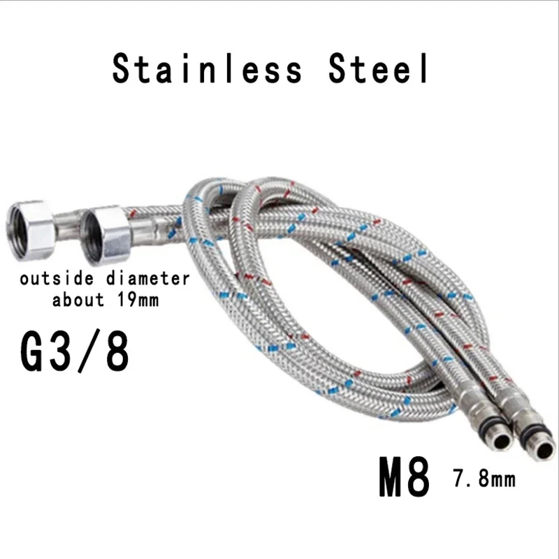 GEGVE G1/2 G3/8 70cm 1 Pair Stainless Steel Flexible Plumbing Pipe Hot and Mixer pull out kitchen Faucet Water Hoses Bathroom