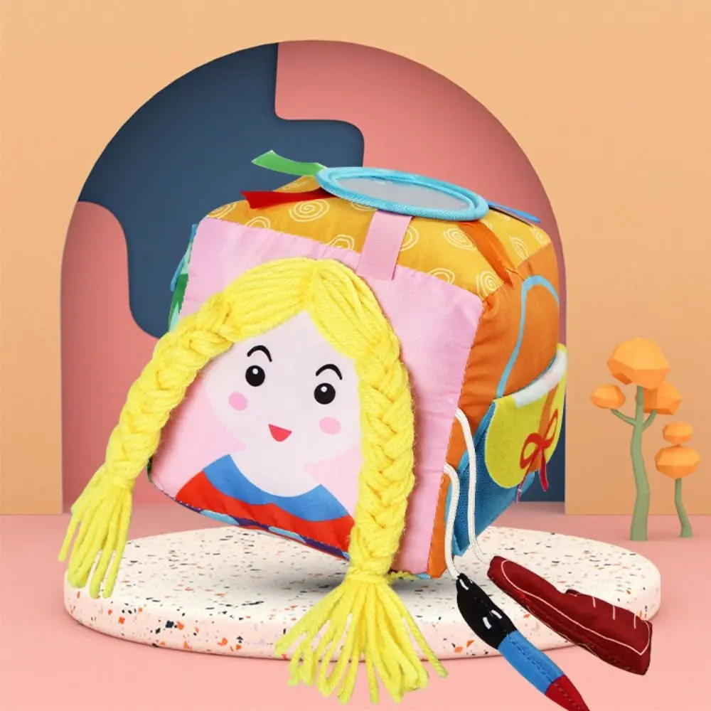 

Square Ball Cubic Activity Learning Toy with Zippers Laces Snaps Baby Busy Blocks Toys Early Learning Simulation Practice