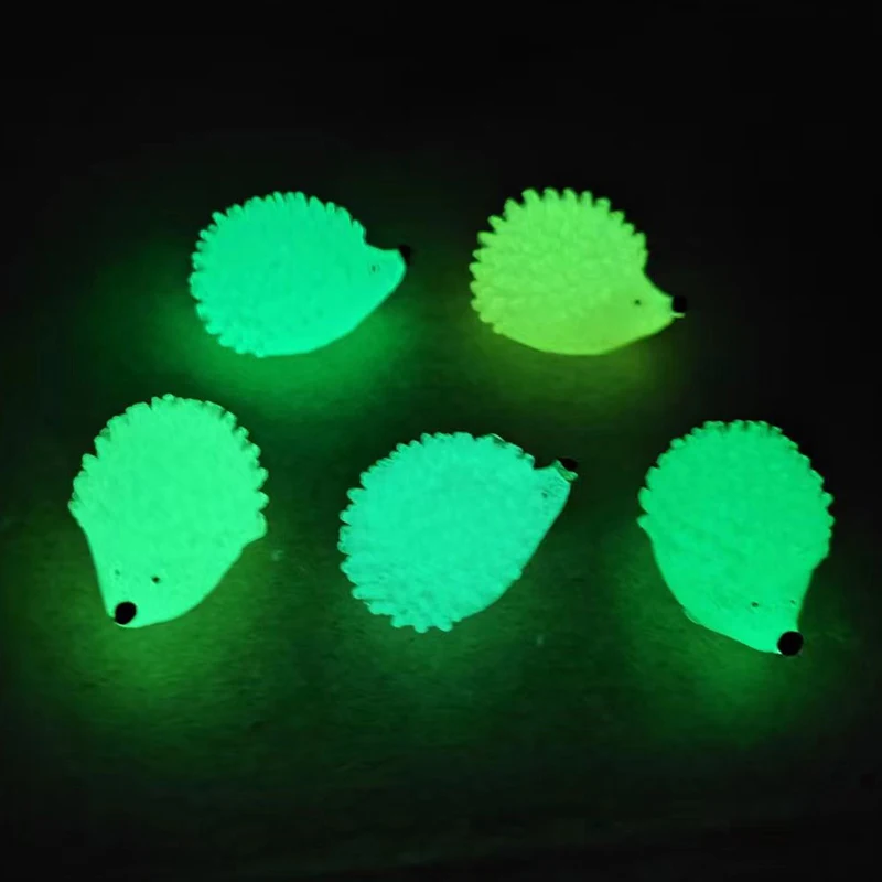 5Pcs/Set Colorful Luminous Hedgehog Decoration Resin Glow In The Dark Cute Animal Tank Aquarium Micro Landscape Decor