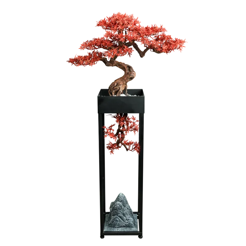 Simulation plant bonsai red maple leaf fake tree new Chinese-style ornament entrance hotel restaurant entrance entrance flower