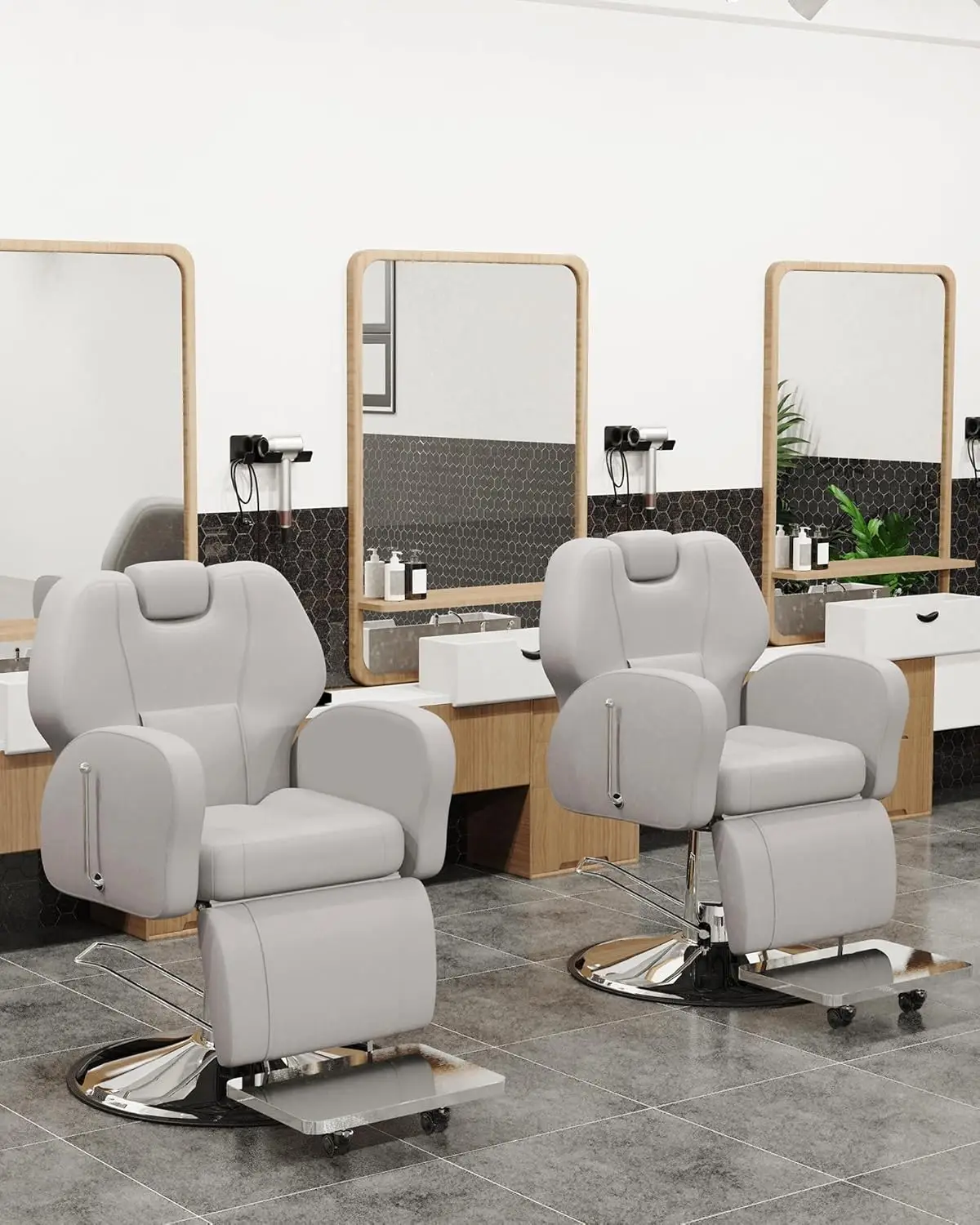 Reclining Salon Chair for Hair Stylist, Hair Salon All-Purpose Hair with Heavy-duty Steel Frame, Shampoo