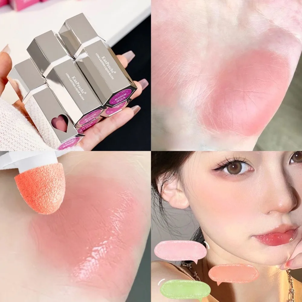 Nuevo colorete líquido multifunción, maquillaje de colorete resistente al agua de larga duración con punta de esponja, colorete líquido para mejillas, crema, cosméticos de maquillaje