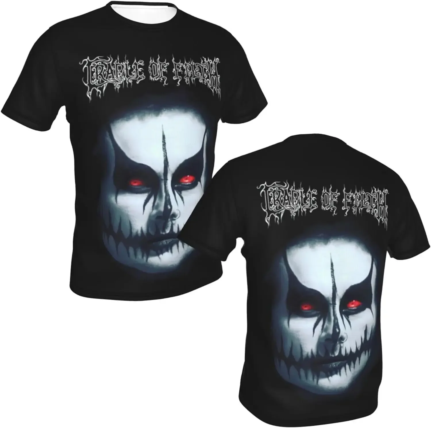 Cradle of Music Filth Shirt Men\'s Double Sided Fully Printed T-Shirt Loose Comfortable Short Sleeve Top Black