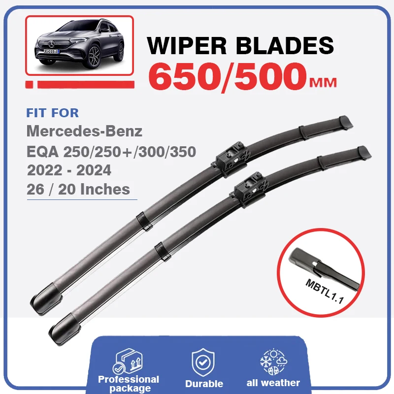 Front Wiper Blades for Mercedes Benz EQA 250 250+ 300 350 4MATIC 4MATIC+ 2021 2022 2023 Windscreen Car Accessories Windshield