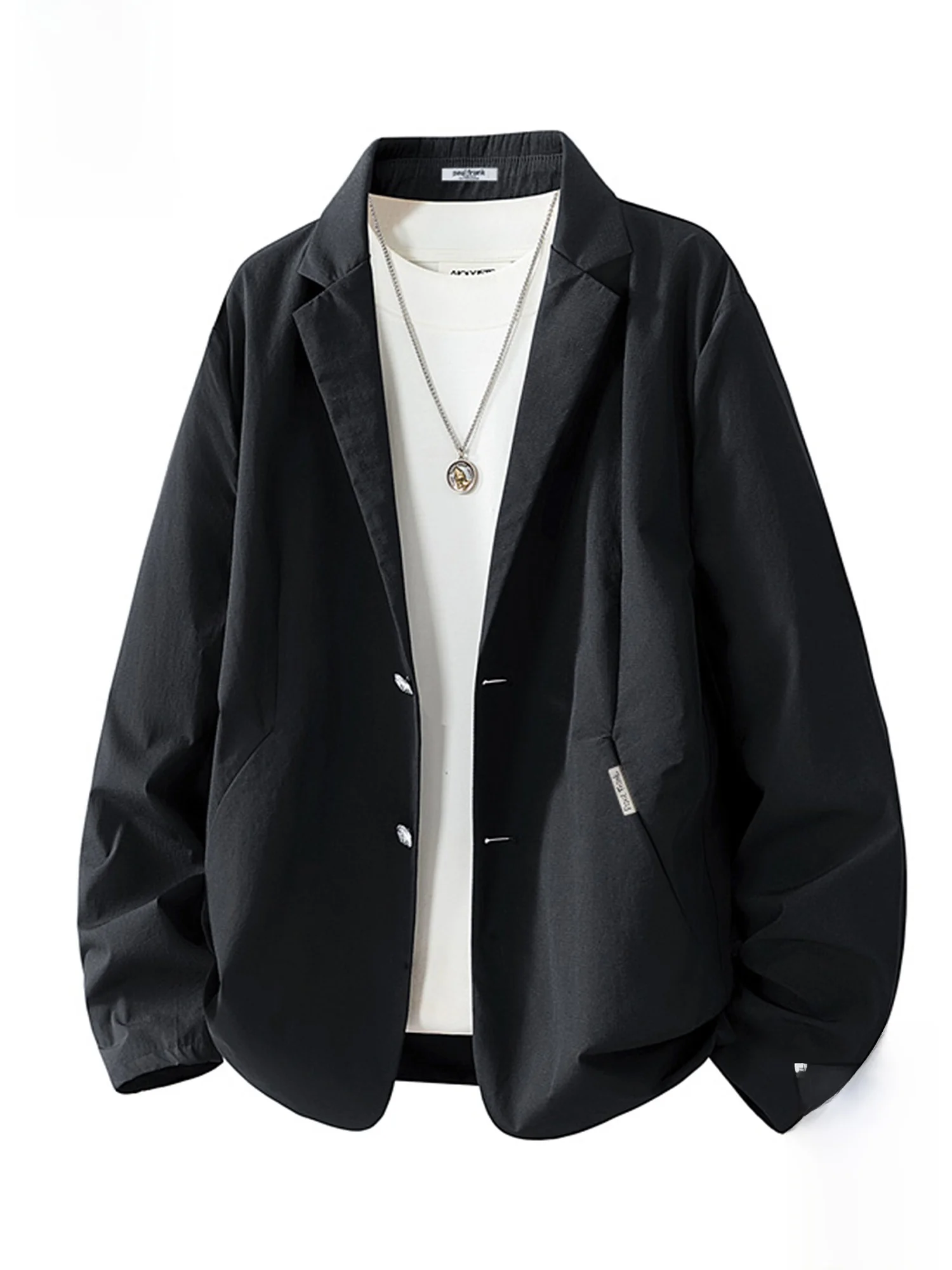 

PaulFrank Loose Fit Casual Suit Jaet for Men Spring 2026 Spring Faion Flip Collar Long Sve Youth ular Pure Color