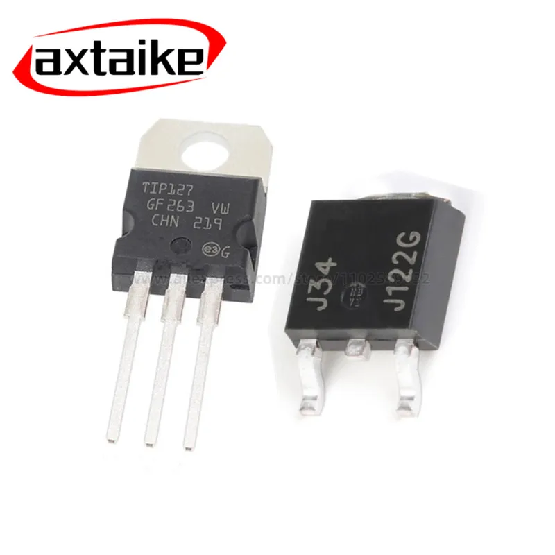 10PCS TIP122 TIP127 MJD122 MJD127 TO220 TO252 MJD122T4G J122G MJD127T4G J127G 8A 100V SMD NPN PNP DIP Darlington Transistor DAPK