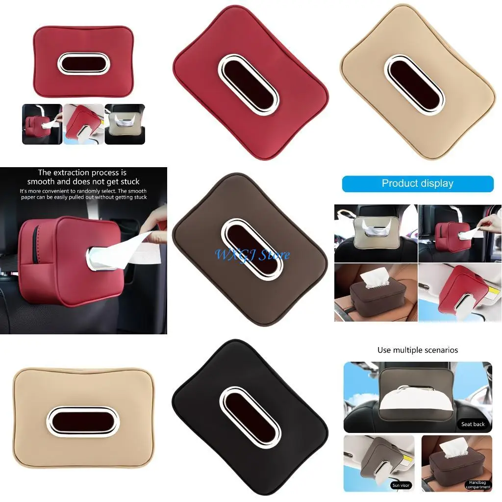 

37JE High End Leather Car Napkins Dispenser Flexible Mounting Upgrades Option for Front Console Rear Seats & Sun Visors Area