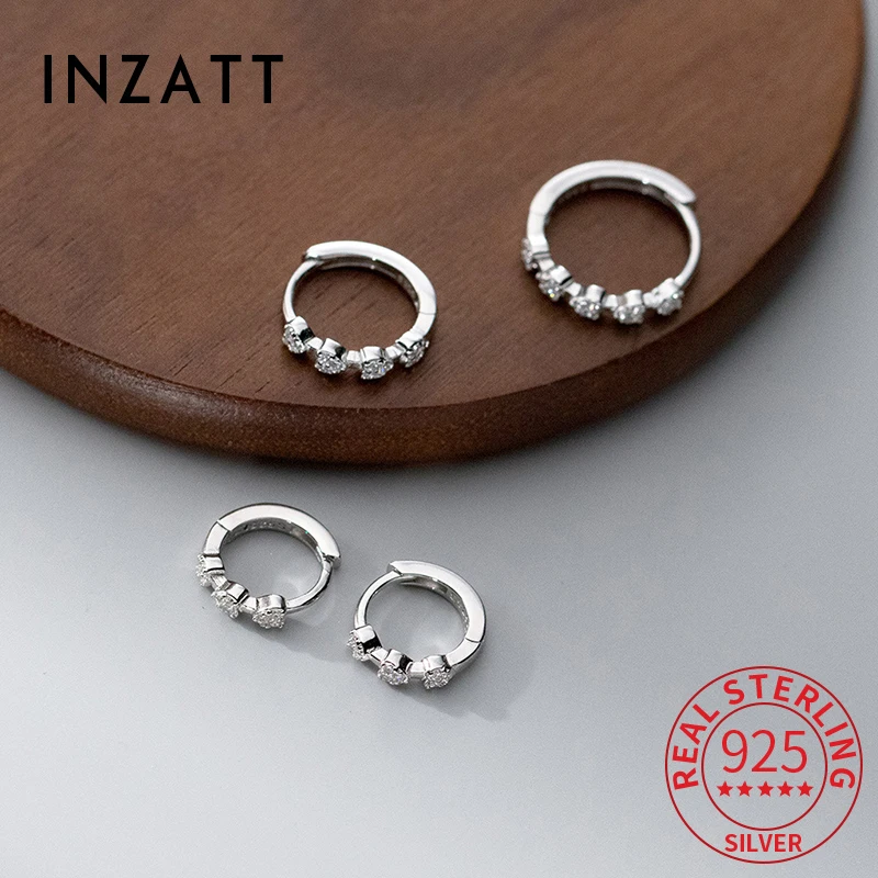 INZATT Real 925 Sterling Silver 10/13/15mm Zircon Heart Hoop Earrings for Women Party Classic Fine Jewelry 2024 Accessories