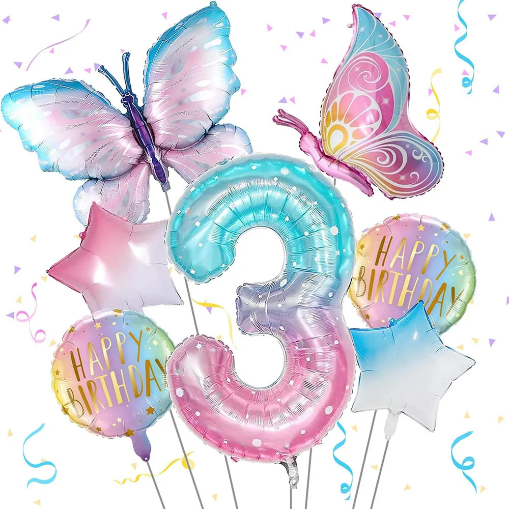 Butterfly Birthday Decoration, Butterfly Balloon, 1St Birthday Party Decoration, Fantasy Numbers 1 Butterfly Aluminum Foil Balloon Aluminum Film Balloon Party Decoration Supplies