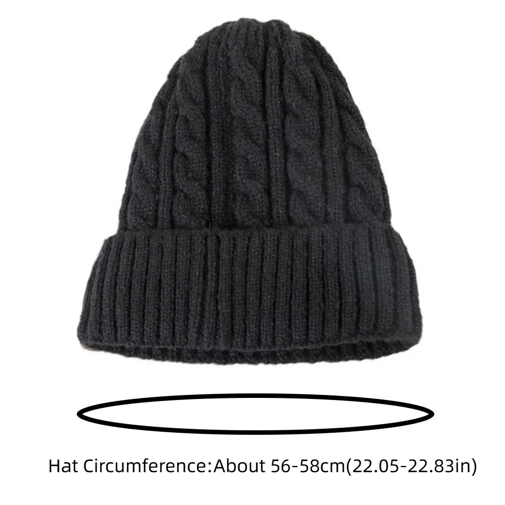 Earflap Hat Elastic Winter Pullover Cap Trendy Solid Color Twists Knitted Hat Dome Korean Style Woolen Hat Outdoor